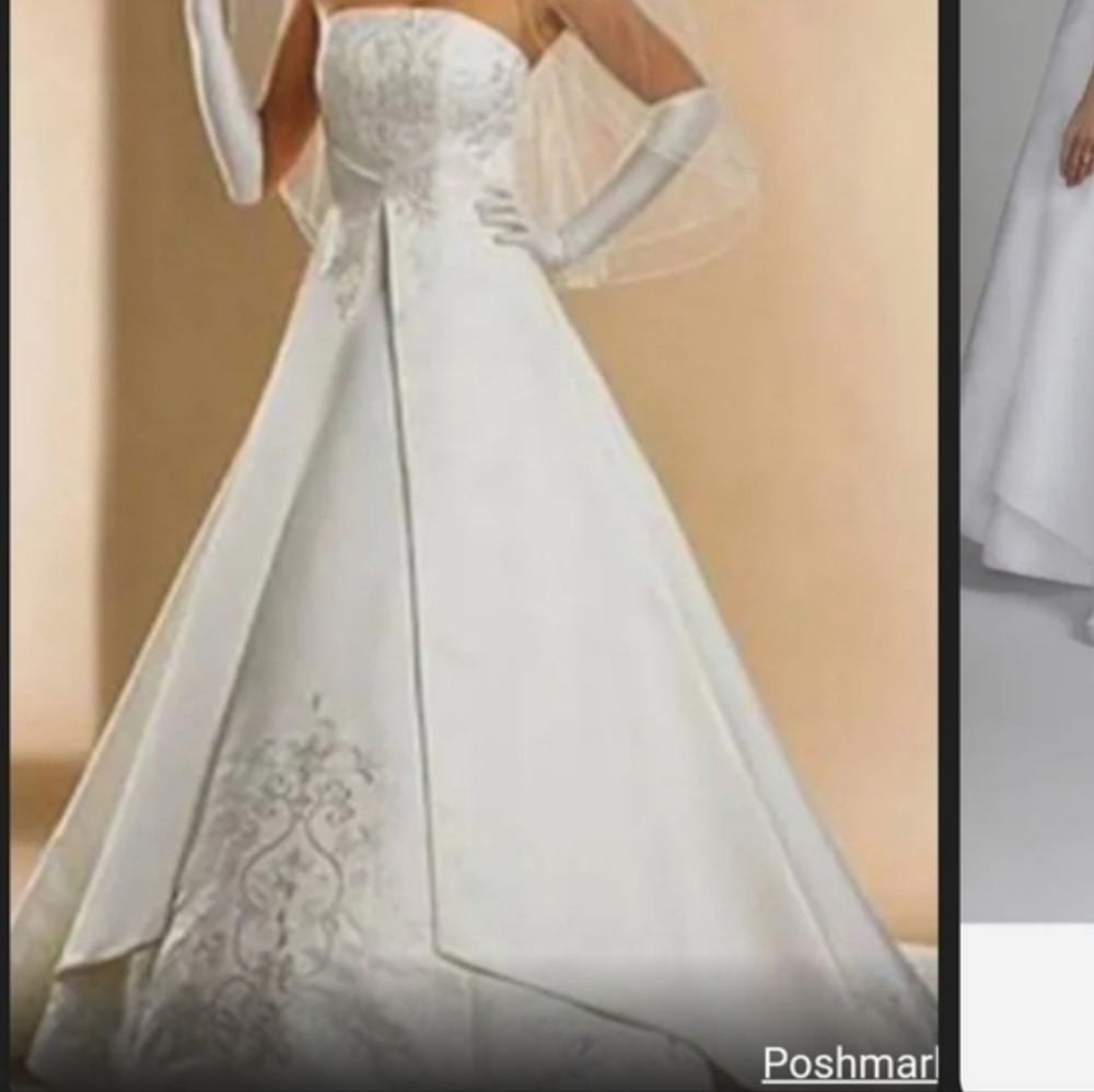 David's Bridal Womens Elegant Ivory Wedding Dress Size 10 - Picture 8 of 8